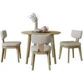 Percy 42" 5 Piece Drop Leaf Dining Set in Natural Wood & Gray Fabric